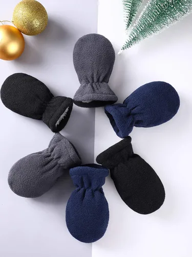 Miniatura 23 de SATINIOR 3 pares de guantes de invierno para bebés y niños pequeños, guantes cálidos de forro polar para bebé niño y niña