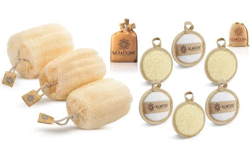 Esponja egipcia natural de primera calidad para ducha y esponjas faciales, esponja exfoliante grande para el cuerpo, pule la piel muerta para una