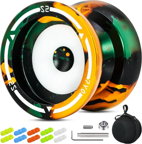Yoyo profesional S2 para niños y adultos, Yo Yo Yo de metal sensible Yoyo que no responde, yoyo de doble propósito + rodamiento KK + 10 cuerdas +