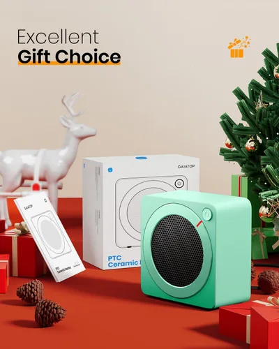 Miniatura 7 de Gaiatop Mini calentador de espacio, ligero PTC de cerámica de calentamiento rápido, 500 W, eficiencia energética para uso en interiores, Verde