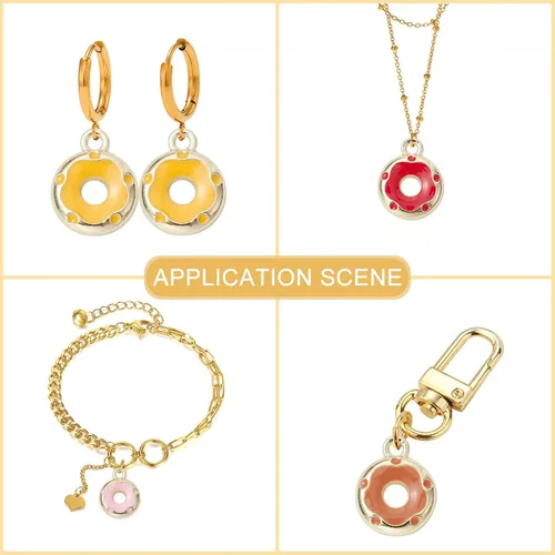 Miniatura 6 de DanLingJewelry Dijes coloridos esmaltados lindos colgantes para hacer joyas y manualidades, Metal no precioso., No es una piedra preciosa