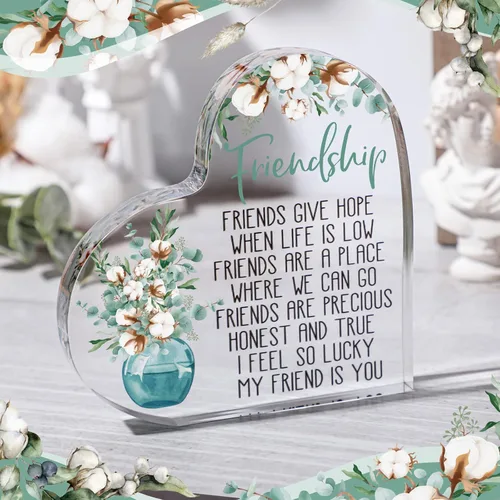 Miniatura 2 de Spiareal Regalo para Amiga Amistad Mujeres Amiga Amistad Cumpleaños Regalo de Ánimo Corazón de Acrílico Mariposa Recuerdo Pisapapeles para Casa