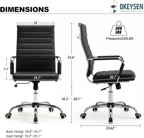 Miniatura 2 de Silla de Oficina Okeysen, Sillas Ergonómicas de Cuero Modernas para Sala de Conferencias, Silla Ejecutiva con Costillas Ajustable y Giratoria