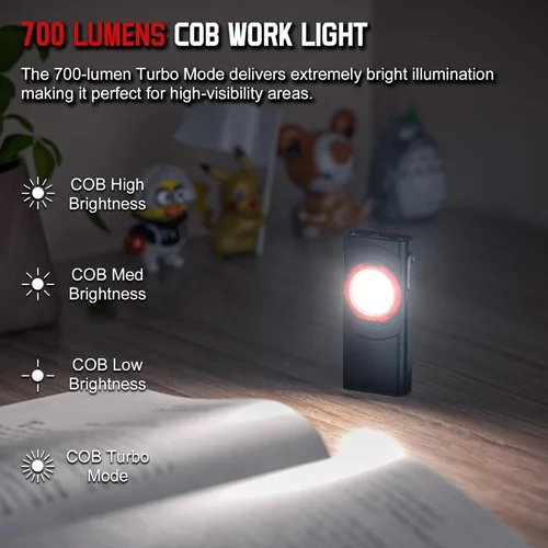 Miniatura 3 de Linterna EDC recargable Hopedone, linterna LED mini de 700 lúmenes con 8 modos, fuentes de luz duales, linterna magnética con clip, impermeable