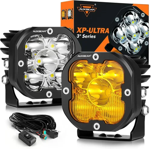 Miniatura 10 de Auxbeam Pods LED de 5 Pulgadas, Serie XP-Ultra Luz de Conducción Todoterreno 110W Super Foco Barra de Luz Cubo con Cubierta Ámbar, Luces Antiniebla