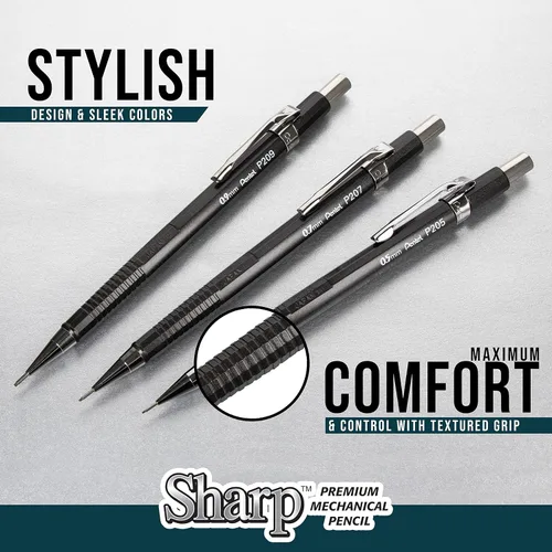 Miniatura 5 de PENTEL - Portaminas Sharp para dibujo técnico, 0.9 mm, cilindro amarillo, paquete de 2 (P209BP2K6)