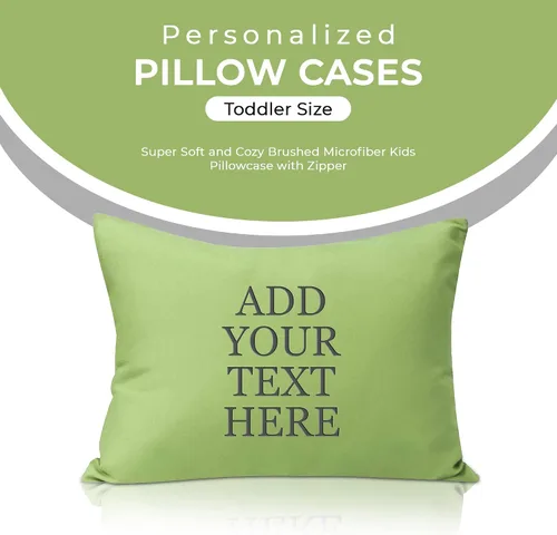 Miniatura 2 de Funda de almohada personalizada para niños pequeños, 14 x 20 pulgadas, microfibra súper suave con cierre de sobre, verde saga
