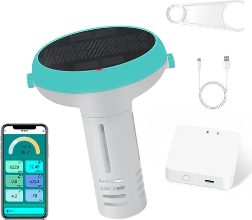 Probador digital de agua para piscina, medidor flotante inteligente 7 en 1, habilitado para WiFi, prueba de pH, cloro, salinidad, ORP, EC, TDS,