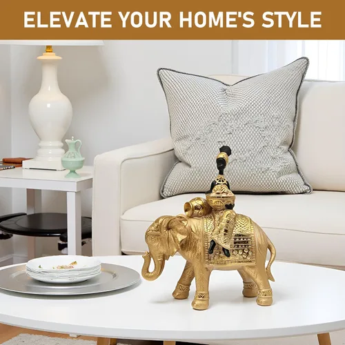 Miniatura 7 de Estatua de elefante de la suerte para decoración del hogar, juego de escultura de elefante africano de 11 pulgadas, figura decorativa para sala