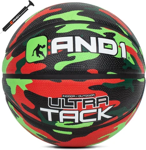 AND1 Ultra Grip Advanced Balón de Baloncesto de Goma Premium (Desinflado con Bomba Incluida): Tamaño Oficial Reglamentario 7 (29.5") Streetball,