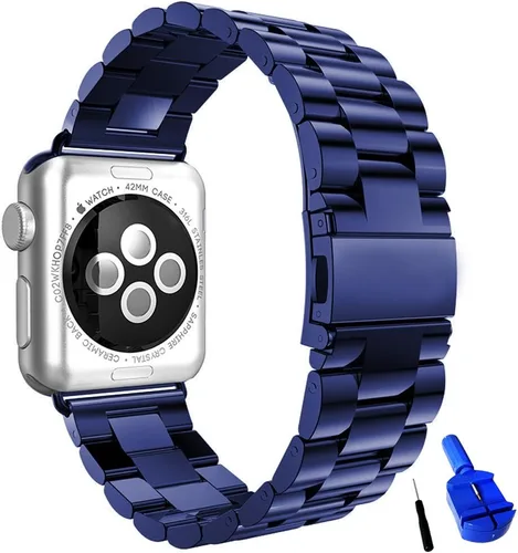 Miniatura 9 de Correa de acero inoxidable sólida compatible con Apple Watch de 49, 46, 45, 44, 42, 41, 40, 38 mm, correa de metal para iWatch Series