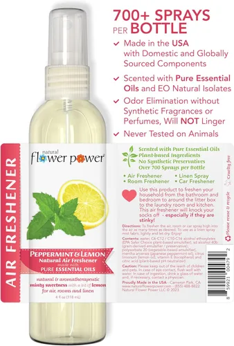 Miniatura 5 de Ambientador en aerosol Natural Flower Power - Eliminador de olores con aceites esenciales - Para el hogar, el auto y la tela - Sin crueldad y vegano