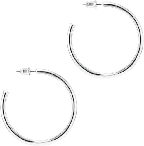 Miniatura 19 de PAVOI Aretes de aro chapados en oro de 14 quilates para mujer, aretes de aro de oro infinito de 0.079 pulgadas de grosor, aretes de bucle chapados
