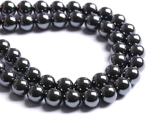 Miniatura 4 de 100 cuentas redondas sueltas de hematita negra de grado AAA para hacer joyas y pulseras