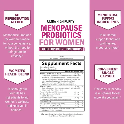 Miniatura 5 de BioSchwartz Suplemento probiótico para la menopausia para mujeres (suministro de 2 meses) más multivitamínico diario para mujeres de 50 años o más