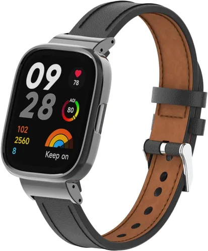 Miniatura 3 de HOPMC Protege tu reloj inteligente Redmi 3 con marco de metal protector y correa de cuero de microfibra que se adapta a tamaños de 5.15 a 9.05