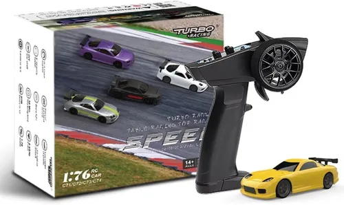 Miniatura 13 de 1:76 Turbo Racing Scale RC Sport Car, Carreras de mesa Control remoto Mini modelo de coche completo proporcional RTR Kit Juguetes (Baoma mini-rojo)