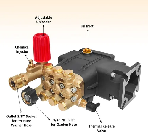 Miniatura 2 de Bomba de lavado a presión de 3400 PSI, 3.0 GPM, bomba de repuesto de eje de 3/4" 2500-3400 psi Restore Cleaning Power • Fits 5–8HP Engines • Brass