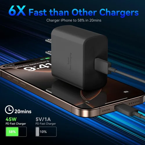 Miniatura 3 de Cargador para iPhone 17, 16, 15, carga rápida, PD de 45 W, cable USB C de 10 pies para iPhone 17/16/15 Pro Max, cable largo de carga con bloque
