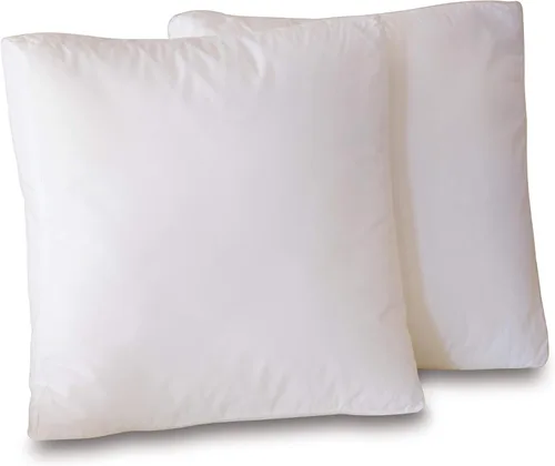 Almohada cuadrada de lujo hipoalergénica de lujo de 19 x 19 x 3 pulgadas, mezcla de poliéster y plumas esponjosas, funda de 100% algodón batista,