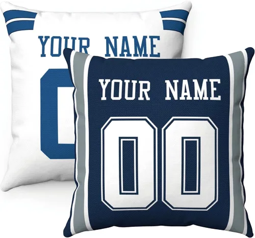 ANTKING Dallas - Almohada personalizada con cualquier nombre y número, regalo personalizado para hombres, mujeres y niños