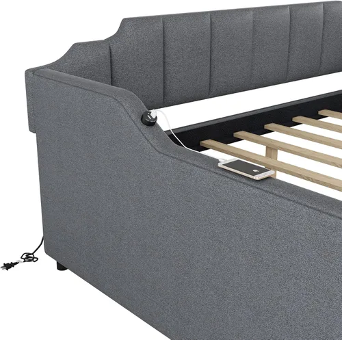 Miniatura 6 de Merax Sofá cama con nido desplegable, tamaño matrimonial, sofá cama con cama nido ajustable de tamaño individual y diseño de carga USB para sala