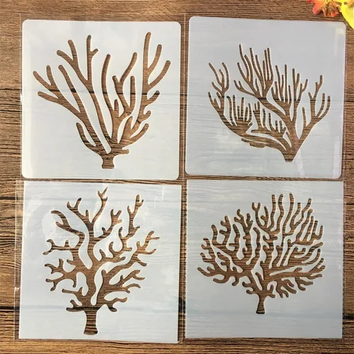 Plantillas de dibujo, 5 pulgadas, océano, mar, coral, bricolaje, plantillas de capas, pintura, álbum de recortes, para colorear, álbum de relieve,