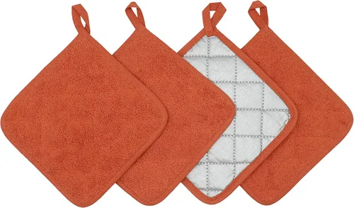 Miniatura 9 de Juego de 4 soportes de algodón para ollas de algodón, lavables a máquina, resistentes al calor, para uso diario, cocina, almohadillas calientes, Gris