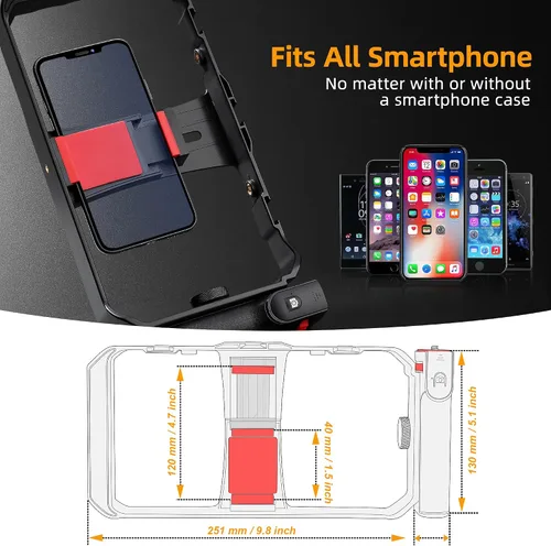 Miniatura 8 de Zeadio Kit estabilizador de cámara para smartphone, mango portátil, soporte de video portátil con luz de video RGB y micrófono, se adapta a todas