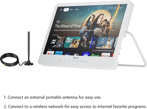 Miniatura 8 de SYLVOX Smart TV portátil de 15.6 pulgadas, televisión de 12 voltios, alimentado por batería de 10000 mAh, IP66, impermeable, altavoces duales