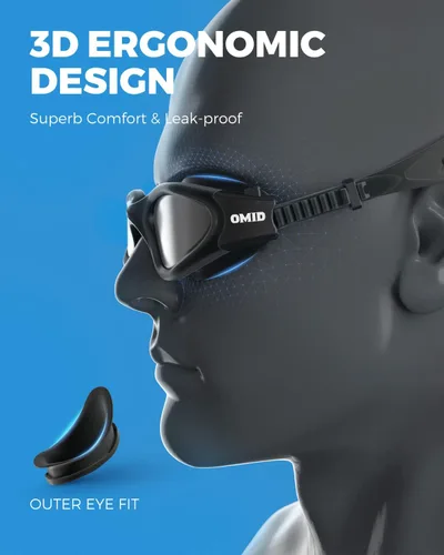 Miniatura 5 de OMID - Gafas de natación polarizadas P2, gafas antivaho para natación para hombres y mujeres adultas Marco A7-allblack Lente Plata