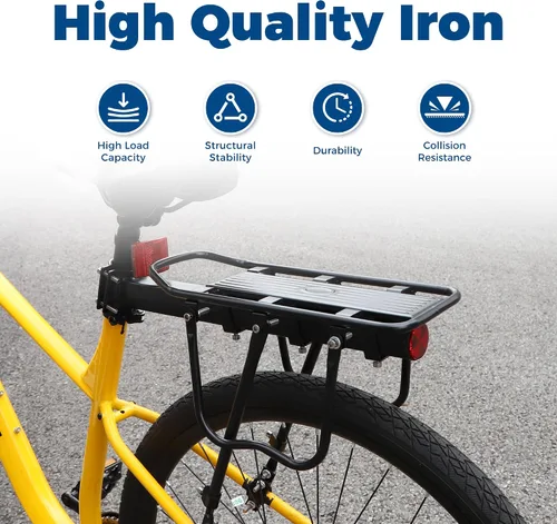 Miniatura 3 de MEGHNA Bike Rear Rack Large Capacity Stable Bike Rear Cargo Detachable Universal Fit for Most Bikes Easy to Install with Reflector for Mountain Bike
