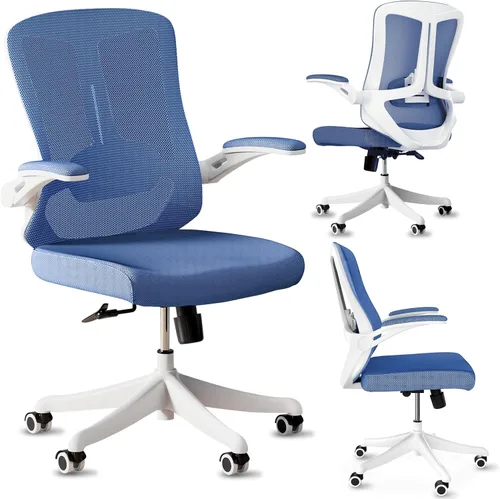 Miniatura 7 de Silla de oficina de malla, ergonómica con soporte lumbar, color negro, estilo moderno, respaldo de malla, bloqueo de inclinación de 90-135