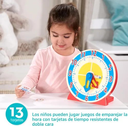 Miniatura 2 de Reloj de madera educativo para niños, con tarjetas reversibles de hora; juguete "Turn & Tell" de Melissa & Doug