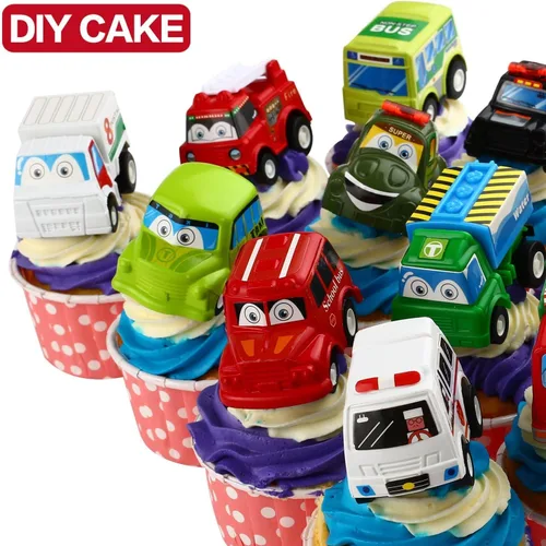 Miniatura 8 de Funcorn Toys Juego de 12 mini vehículos de plástico surtido, juguetes de camión y automóvil para niños pequeños, recuerdos de fiesta, juego de auto