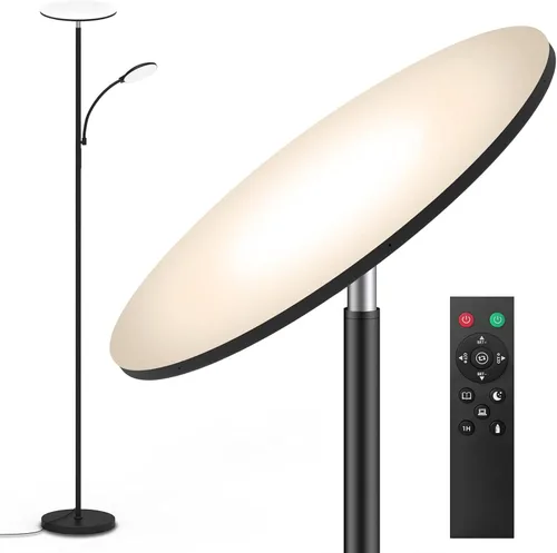 Lámparas de pie Marctronic para sala de estar, lámpara de pie LED de 44W/4500LM súper brillante 2 en 1 con control remoto, atenuable sin escalones,
