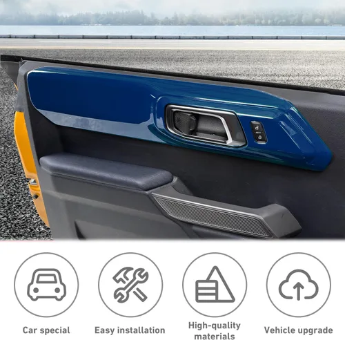Miniatura 3 de Cubierta de panel de manija de puerta interior compatible con Ford Bronco 2021-2024+ 4 puertas (azul)