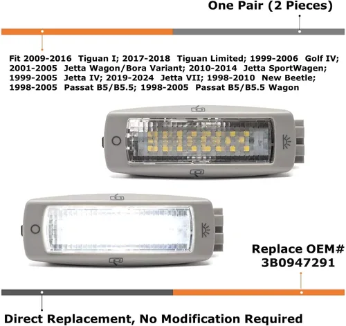 Miniatura 2 de iJDMTOY Kit de luces LED completas de 3W con acabado gris, luz de lectura de mapa para el techo, ajuste OEM, compatible con Volkswagen MK4 Golf R32