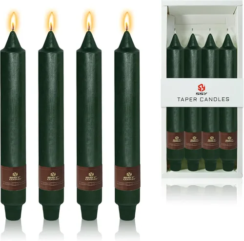 Miniatura 73 de Candelabros cortos de 5 pulgadas con velas cónicas verde oscuro, 4 piezas para cena, hogar, boda, fiesta, decoración