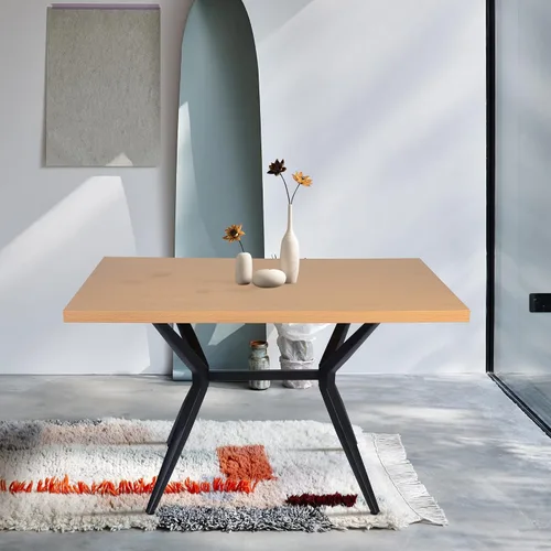Miniatura 8 de Mesa de comedor rectangular de 71 pulgadas para 6 y 8 pulgadas, mesa de cocina de madera moderna de mediados de siglo con patas cruzadas de metal