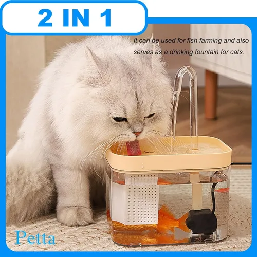 Miniatura 2 de Fuente de agua USB para gatos, dispensador de agua para perros para camping, fuente automática para mascotas con tubo de salida curvado acrílico