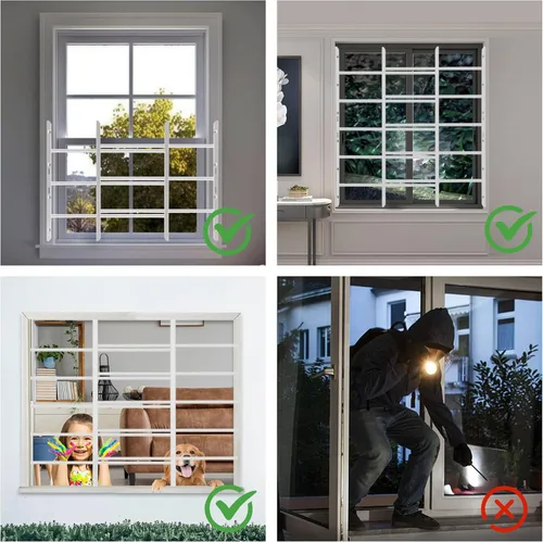Miniatura 7 de Grisham PP SPAG Barras de Seguridad para Ventanas con Liberación Rápida de Emergencia, (Blanco, 5 Barras) 22'' de Alto x 22''- 42'' de Ancho