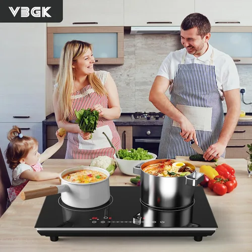 Miniatura 2 de VBGK Cocina de doble inducción,Cocina de inducción de 4000 W 2 quemadores,Placa caliente de 110 V quemador eléctrico Placa de cocción de inducción