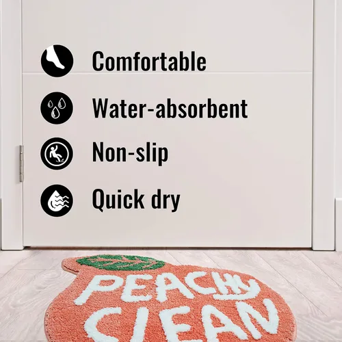 Miniatura 7 de Alfombra de baño de durazno melocotón, alfombra de baño de frutas de durazno para sala de estar y dormitorio, alfombra antideslizante lavable