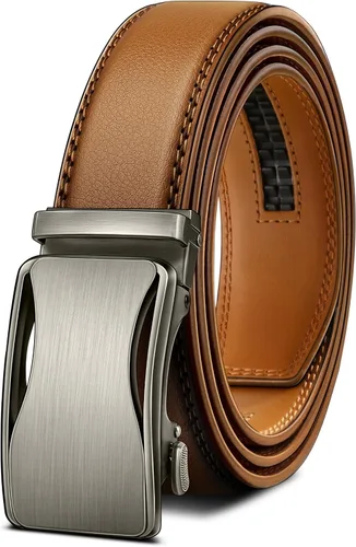 Miniatura 17 de BULLIANT - Cinturón de trinquete para hombre, cinturón de cuero deslizante ajustable para regalo, para vestido casual de hombre, 1 3/8