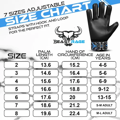 Miniatura 5 de BEAST RAGE Guantes de portero de fútbol, guantes de portero para niños y jóvenes, guantes de portero de fútbol con agarre fuerte, soporte de muñeca