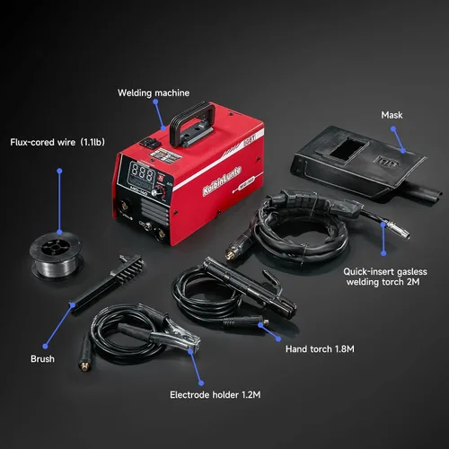 Miniatura 8 de 140A MIG Soldador 3 en 1 Flux Core/Lift TIG/MMA 110V/220V Máquina de soldadura portátil de doble voltaje con inversor IGBT Pantalla digital LCD