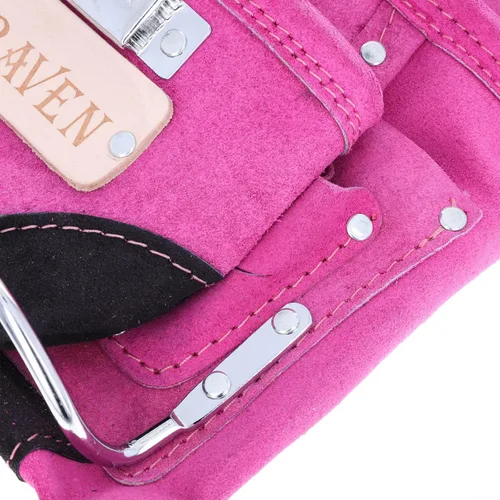 Miniatura 4 de Bolsa de herramientas de cuero de gamuza de 10 bolsillos Bolsa de herramientas de taladro de martillo Rosa