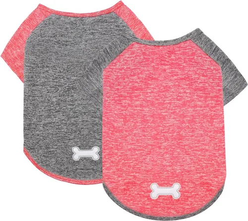 KYEESE Paquete de 2 camisetas para perro con mangas, camisetas ligeras de protección solar para perros pequeños, transpirables para mascotas, ropa