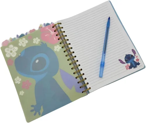 Miniatura 7 de Cuaderno de Disney Stitch con pestañas "Ohana", encuadernado en espiral, 144 páginas a rayas, 20 x 18 cm, Azul